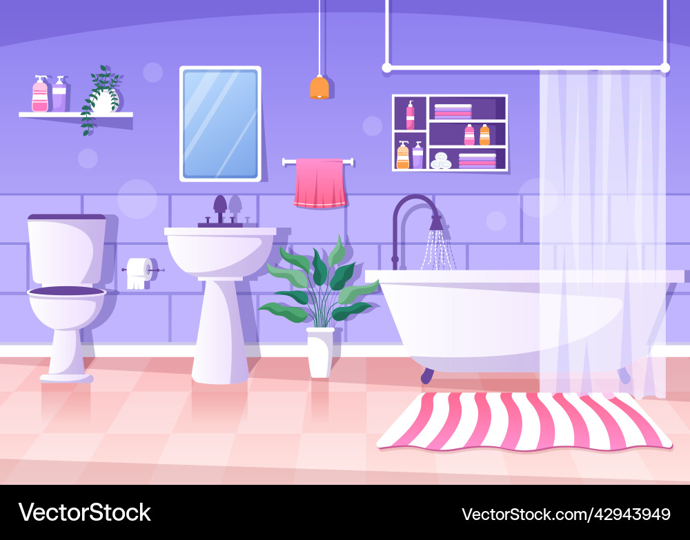 Modern bathroom furniture interior background Vector Image