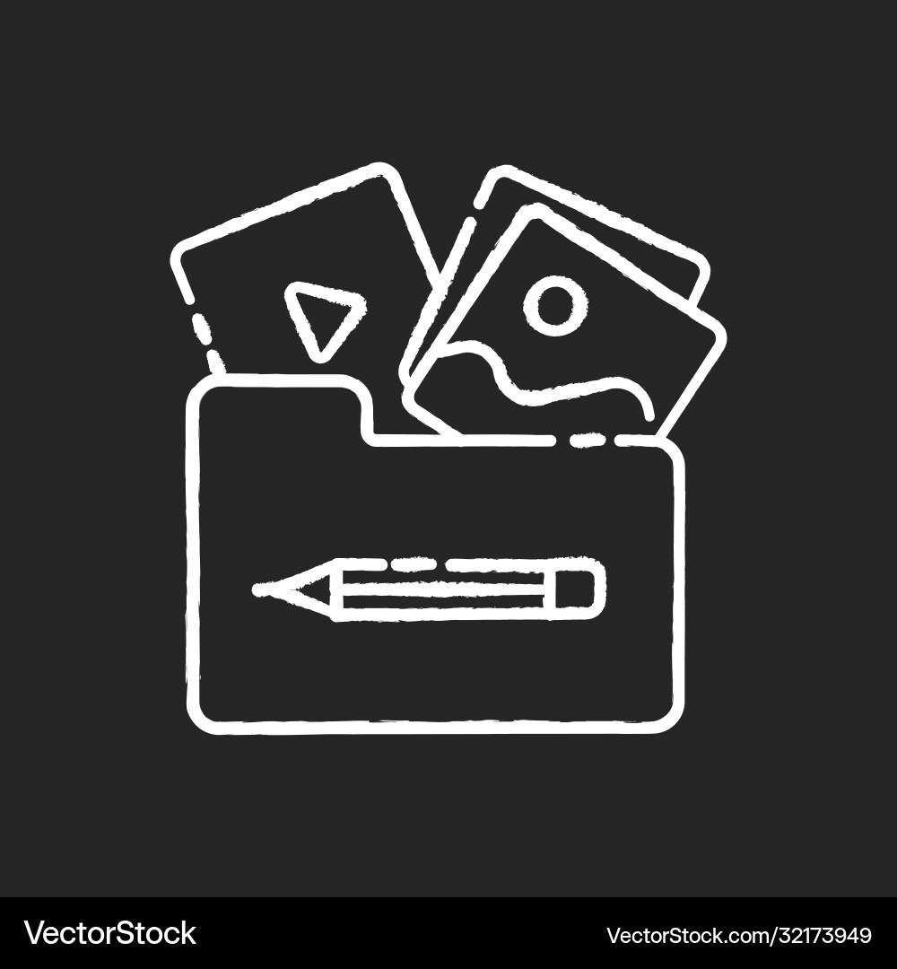 Portfolio Chalk White Icon On Black Background Vector Image