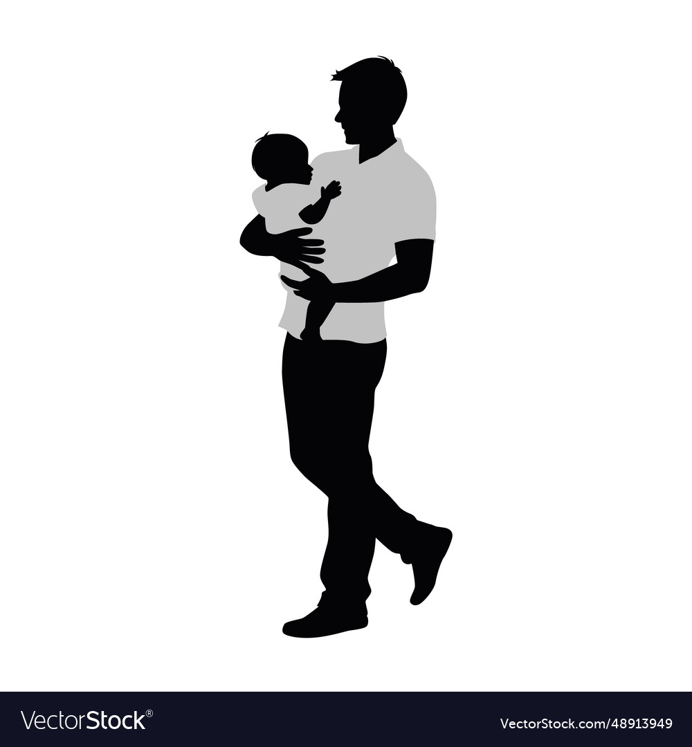 Silhouette of dad holding baby father Royalty Free Vector