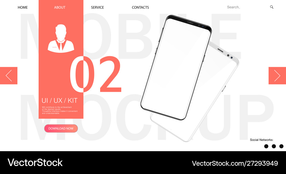 Webpage smartphone mockup template Royalty Free Vector Image