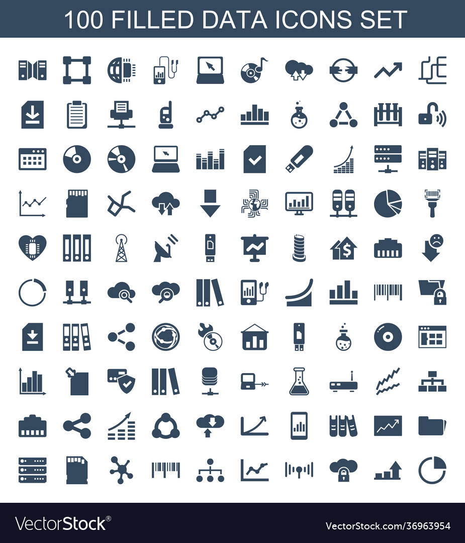 100 data icons Royalty Free Vector Image - VectorStock