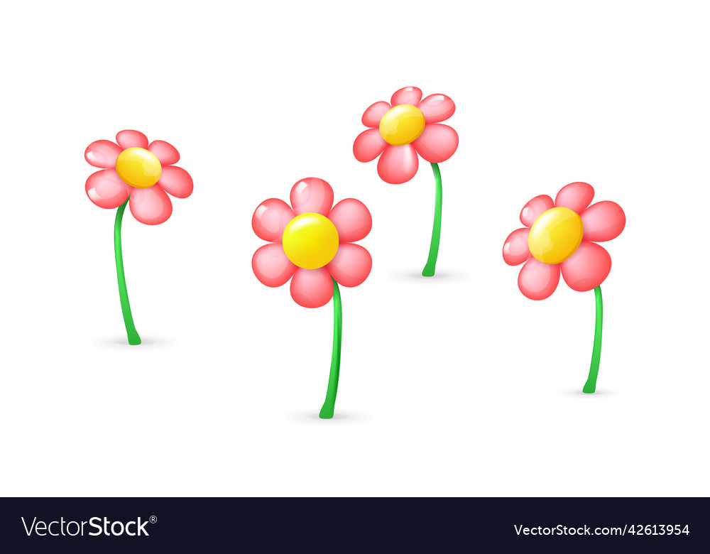 3d pink glossy flowers