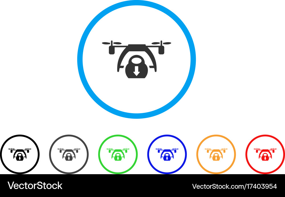 Drone unloading rounded icon Royalty Free Vector Image