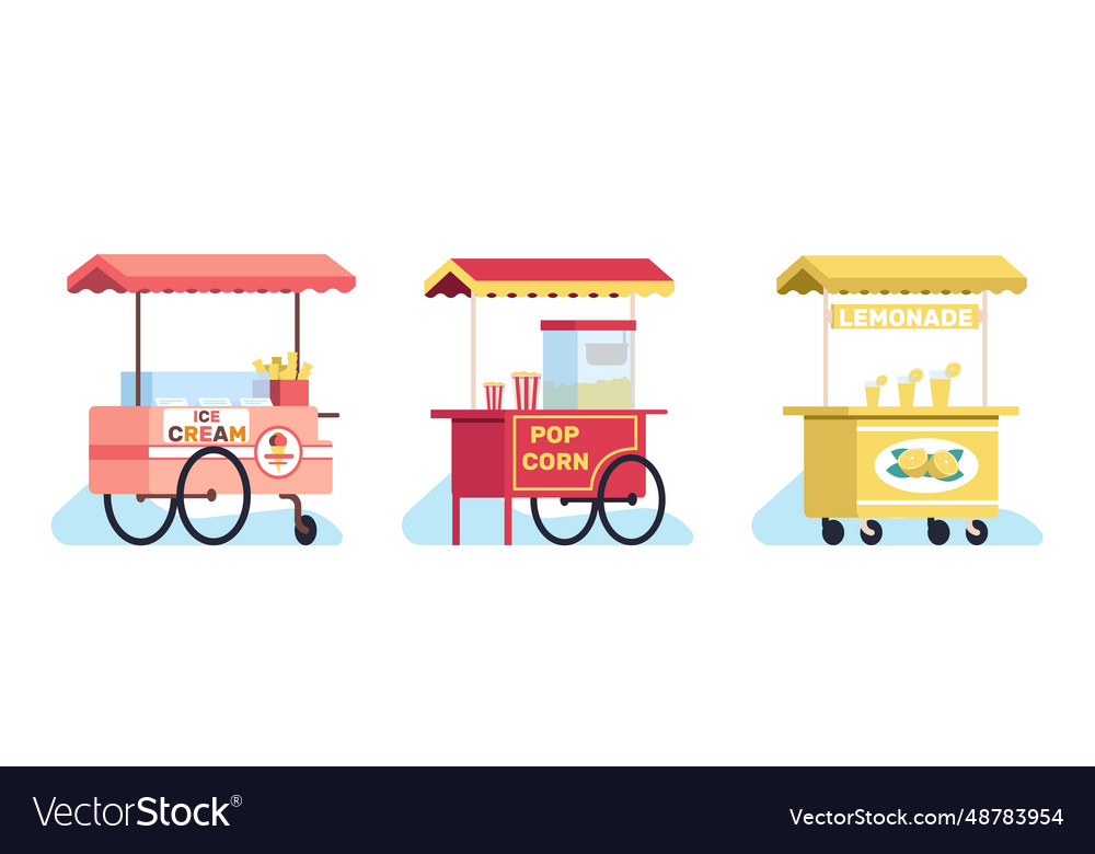 Ice cream lemonade or popcorn carts park street