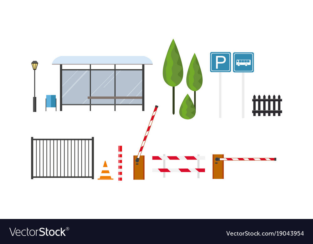 Set of road signs on white background urban Vector Image