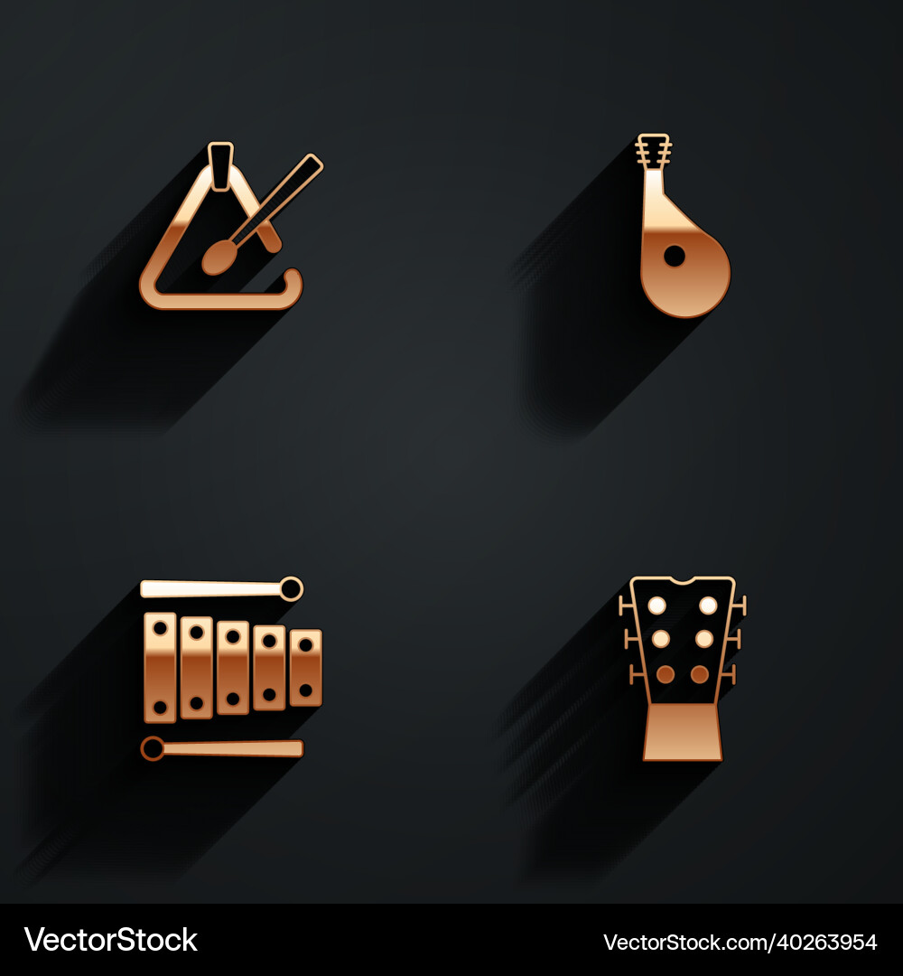 Set triangle musical instrument bandura Royalty Free Vector