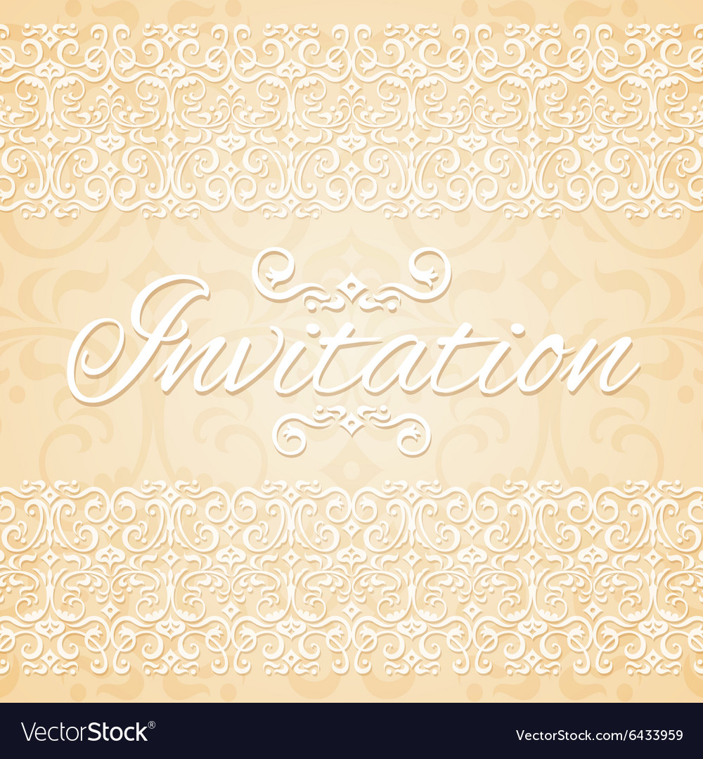 Beige floral ornament wedding invitation card