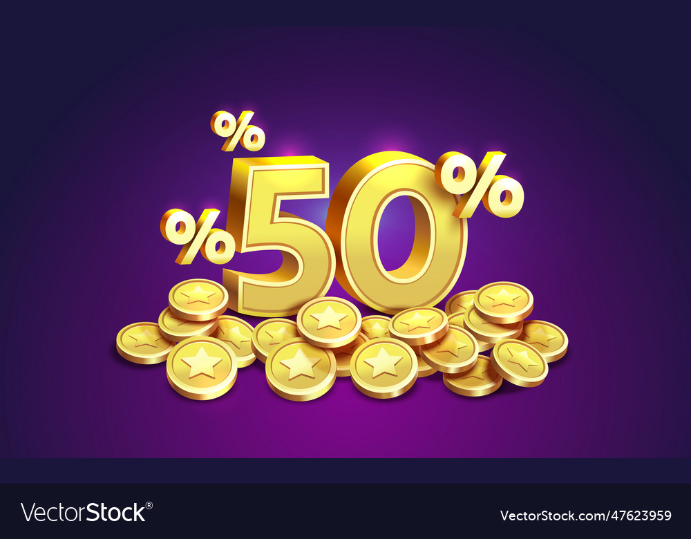 cashback-50-percentage-golden-coins-financial-vector-image