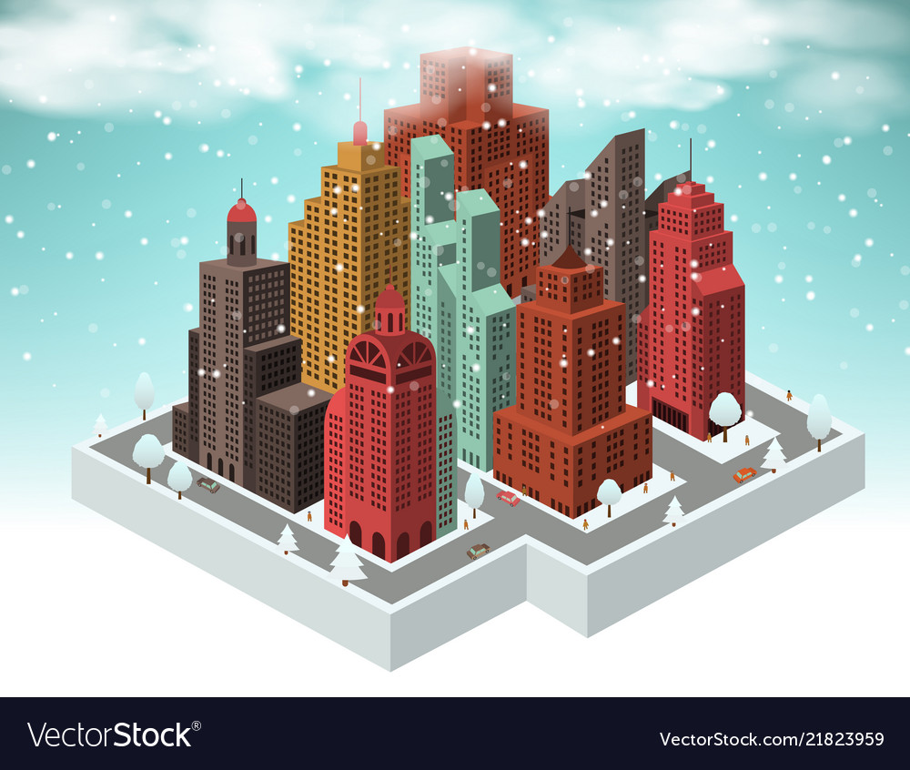 City in perspective winter