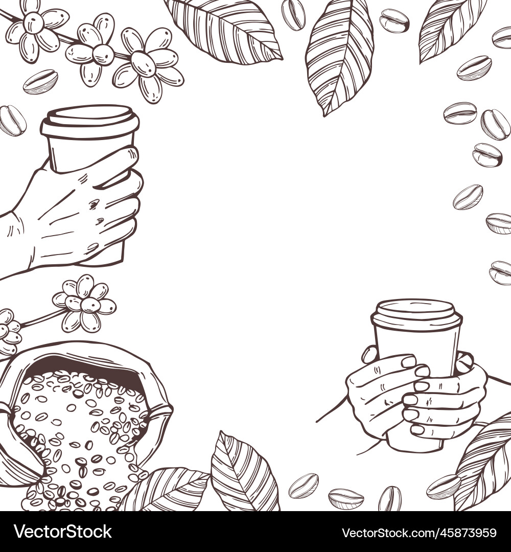 Coffee set background Royalty Free Vector Image