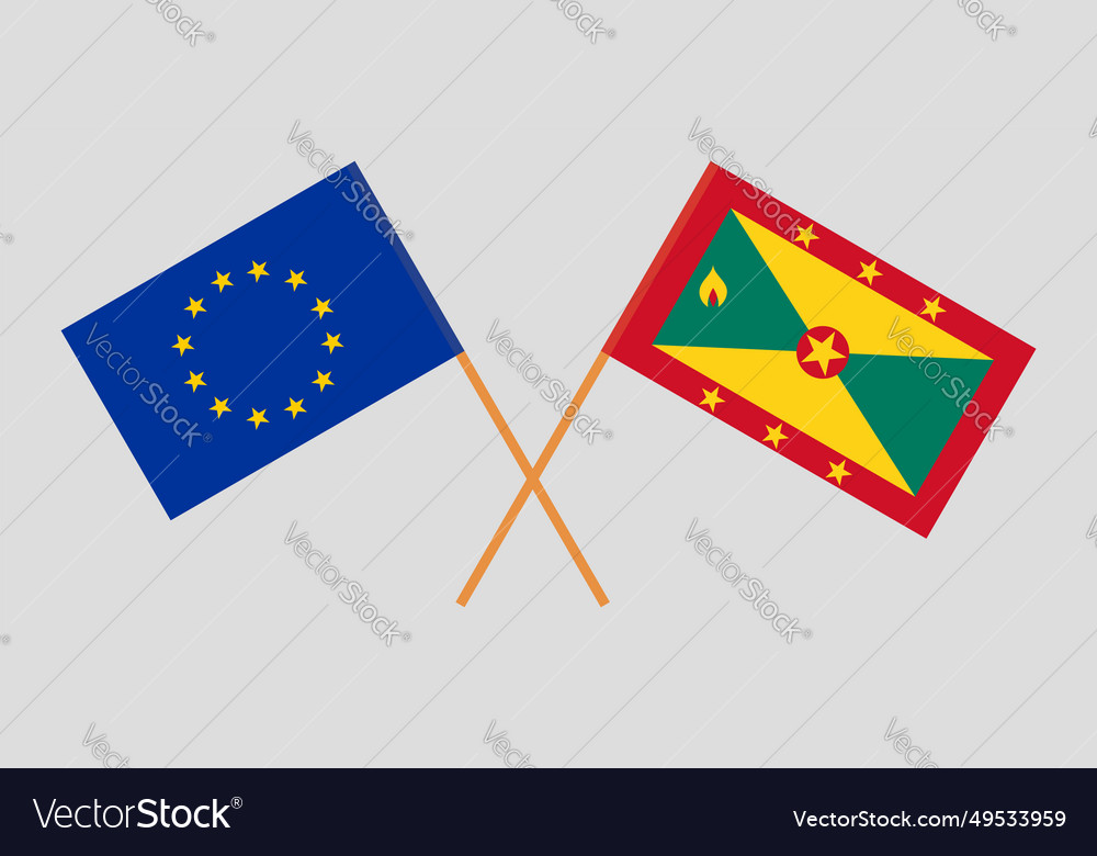 Überquerte Flaggen der Europäischen Union und Grenada