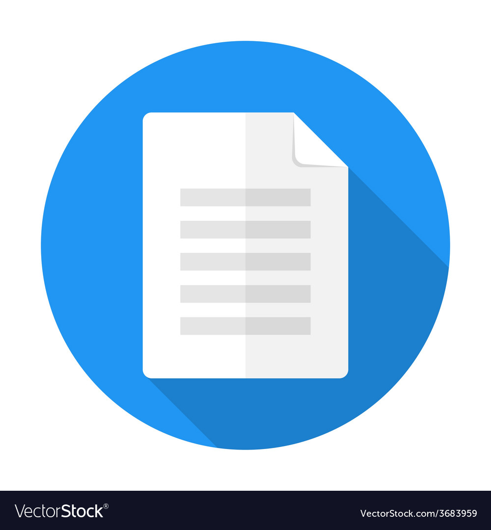  Document  flat  circle icon  with long shadow Vector Image