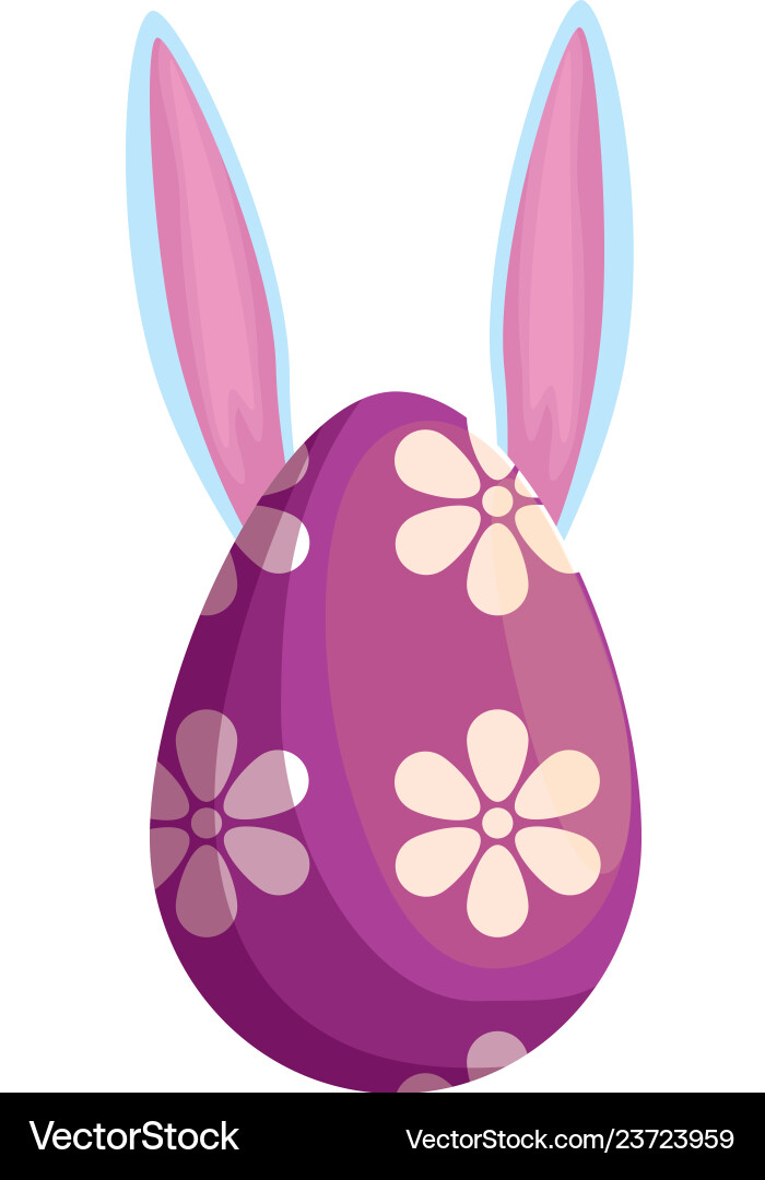 Egg painted with rabbit ears easter icon Vector Image