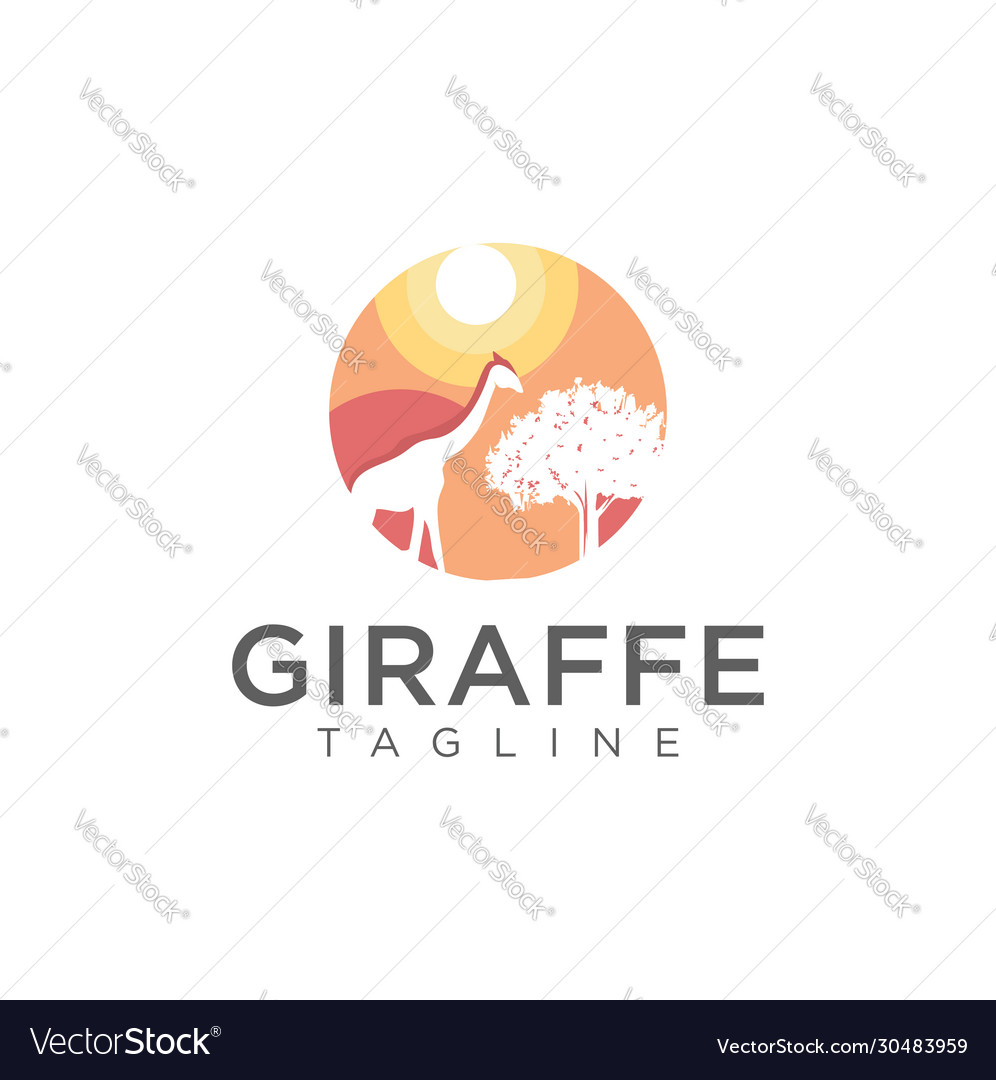 Giraffen Landschaft Logo Design Natur Stock