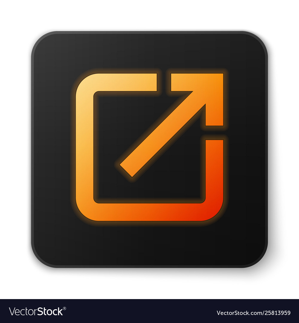 Orange glowing open in new window icon isolated on