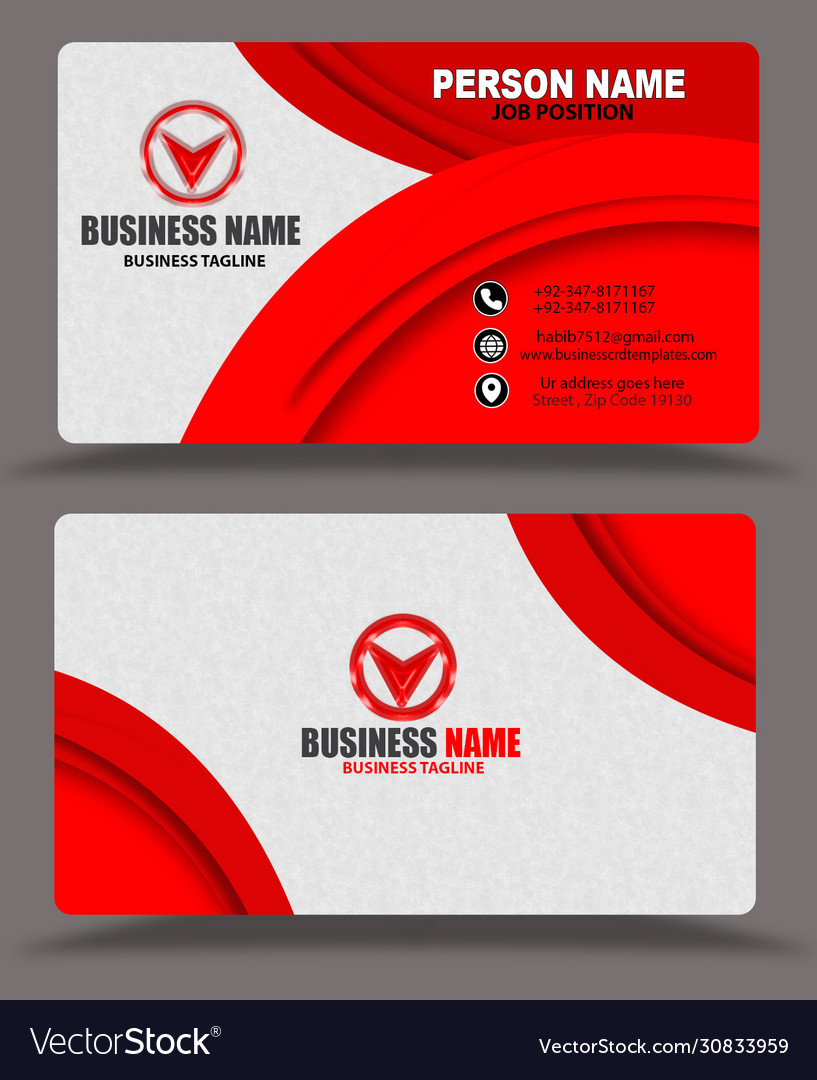 Red business card template design psd eps Vector Image With Regard To Name Card Design Template Psd