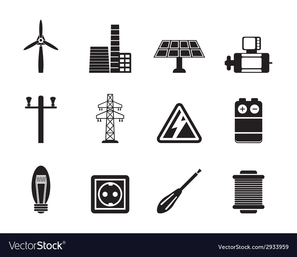 Silhouette electricity and power icons