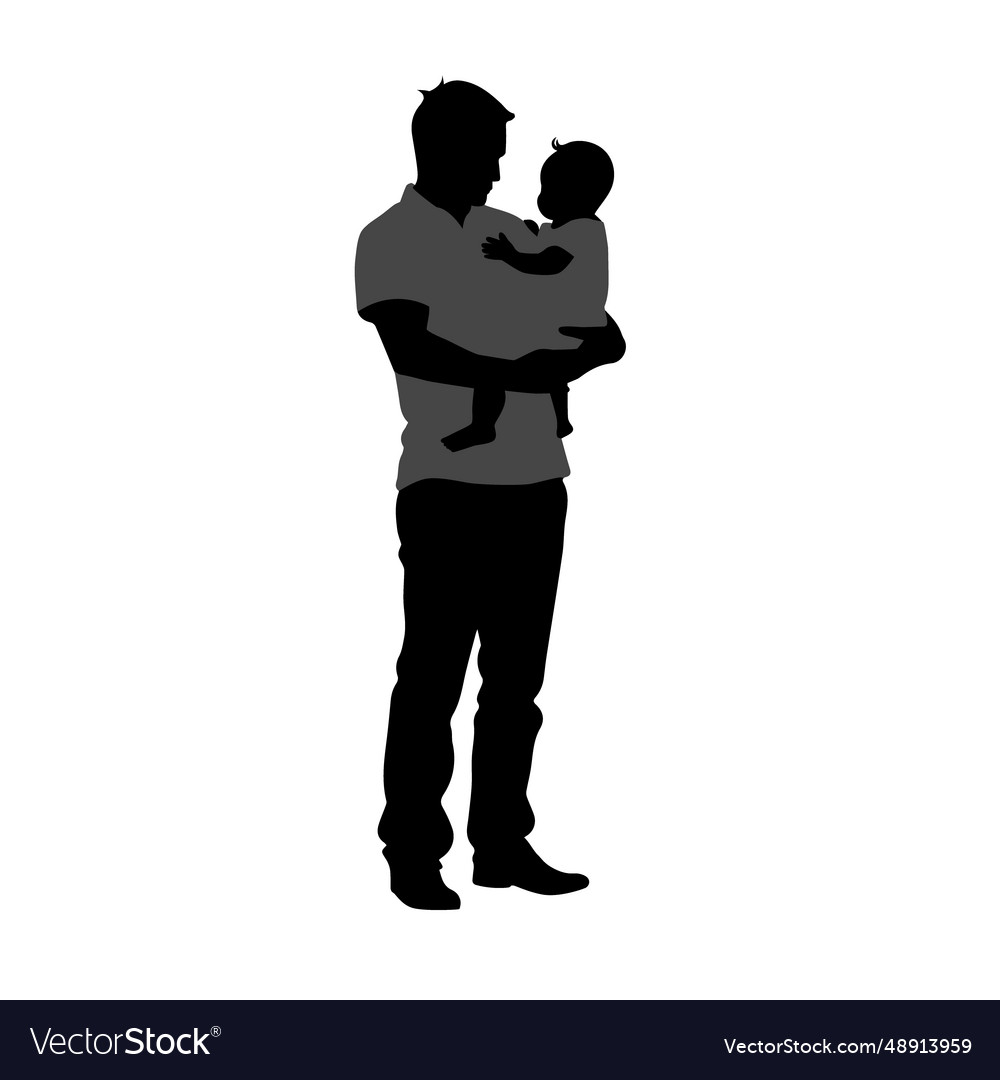 Silhouette Of Dad Holding Baby Father Royalty Free Vector