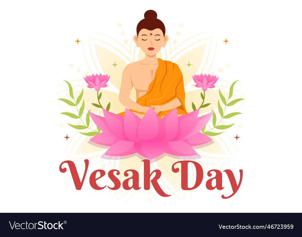 Vesak day celebration with temple silhouette Vector Image