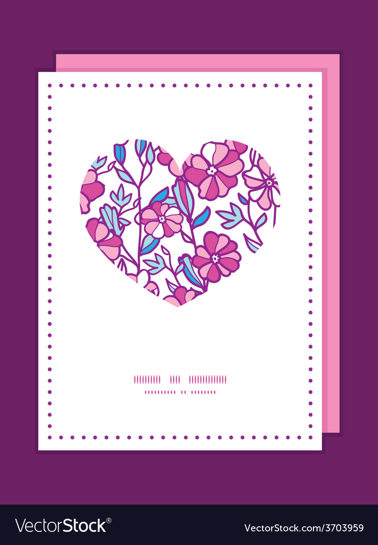 Vibrant field flowers heart symbol frame