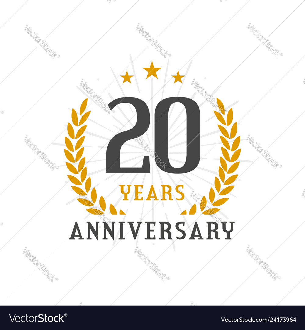 20 years anniversary golden laurel wreath logo Vector Image