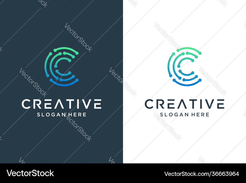 Creative dot letter c logo design technology Vector Image