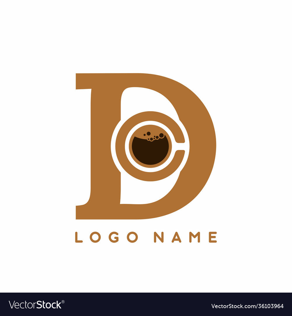 D initial letter with coffee sign inside logo Vector Image