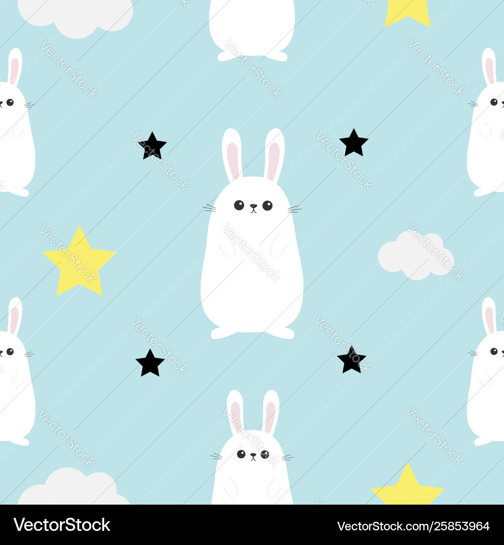 Rabbit hare head hands cloud star shape cute Vector Image