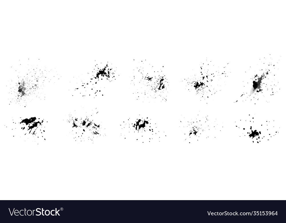 Set black splatter with watercolor isolated Vector Image