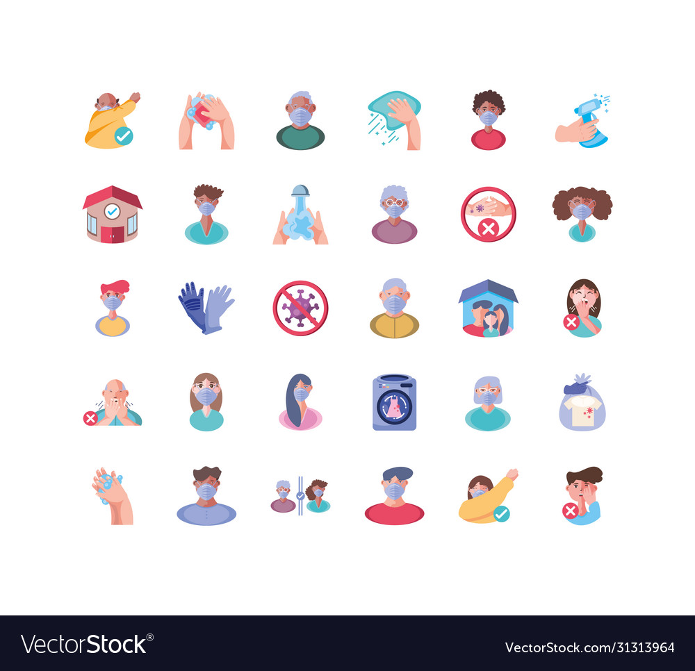 Set icons with methods prevention Royalty Free Vector Image