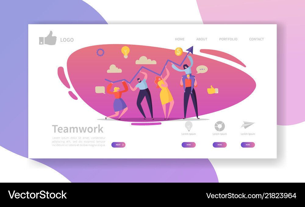 Team work landing page template website layout Vector Image