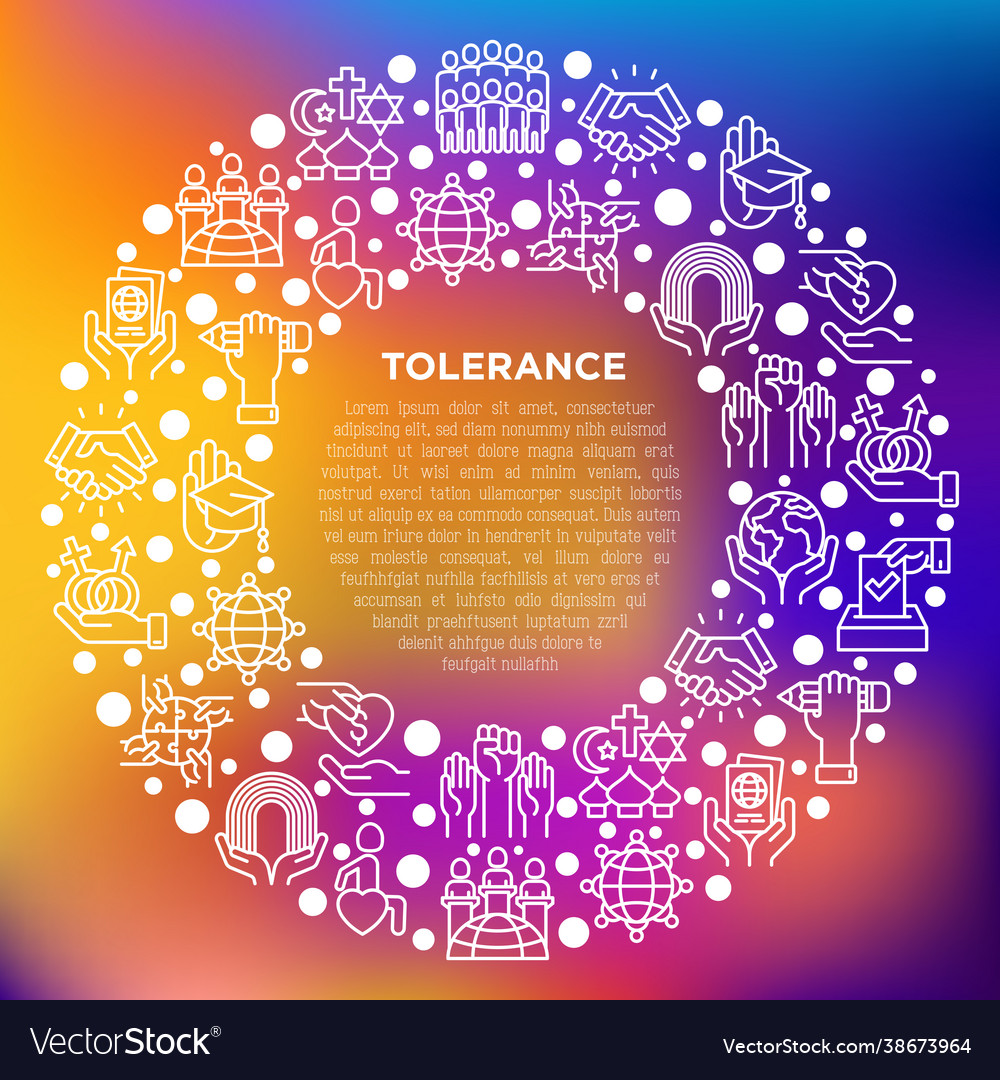 Tolerance concept in circle with thin line icons