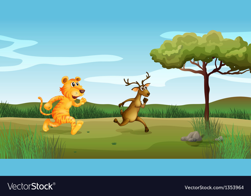 Wilderness tiger deer Royalty Free Vector Image Wilderness tiger deer Royalty Free Vector Image
