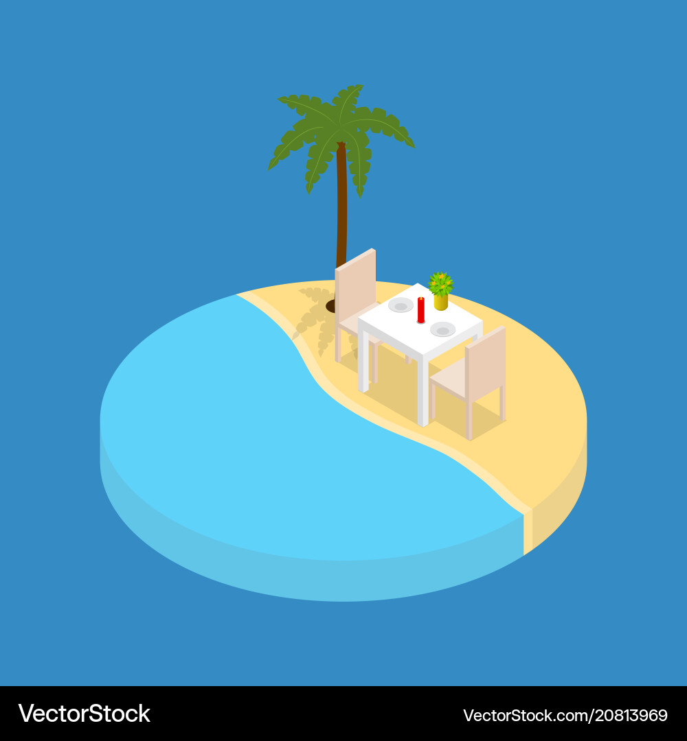 Beach vacation element 3d isometric view Vector Image