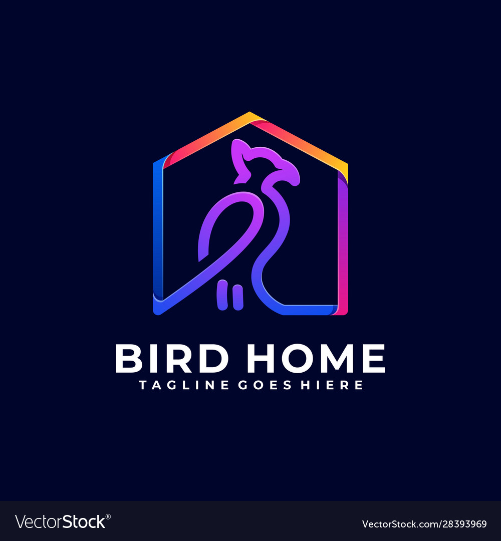 Bird home color design template Royalty Free Vector Image