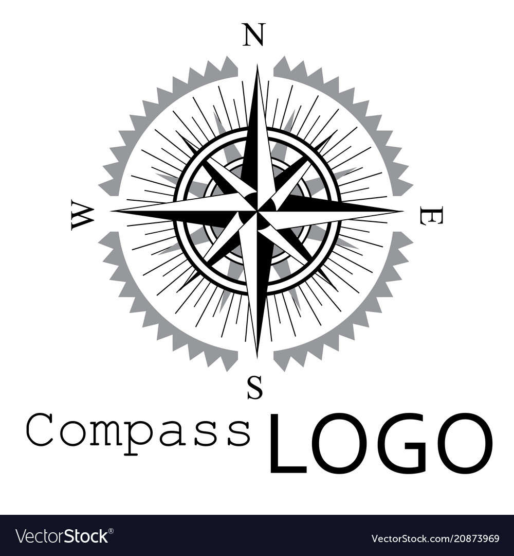 Black and white compass logo icon rose