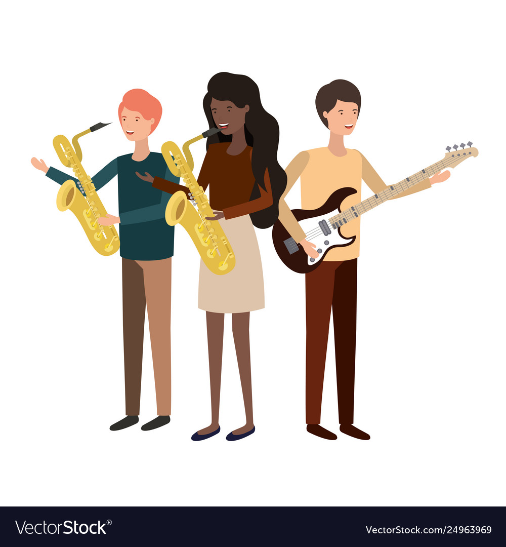 Group people with musical instruments Royalty Free Vector