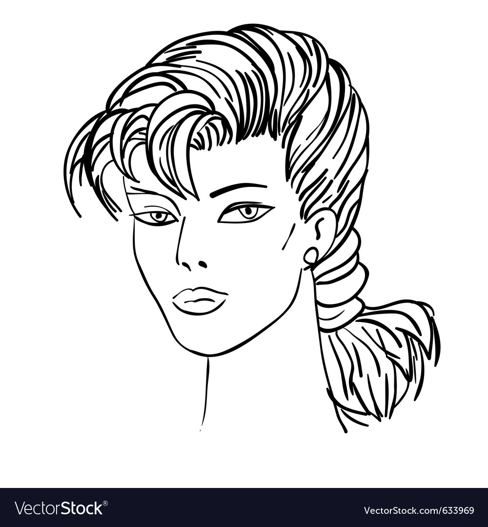 Hand-drawn fashion model womans face