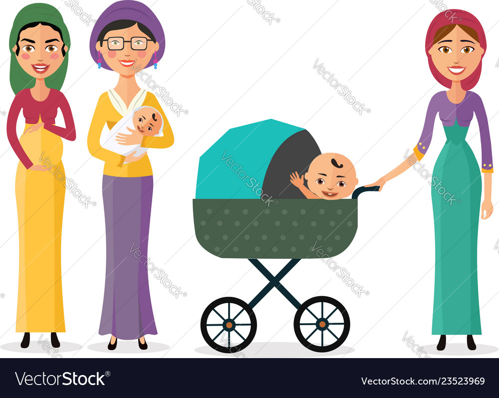 Happy Jewish Woman With A Newborn Baby Royalty Free Vector