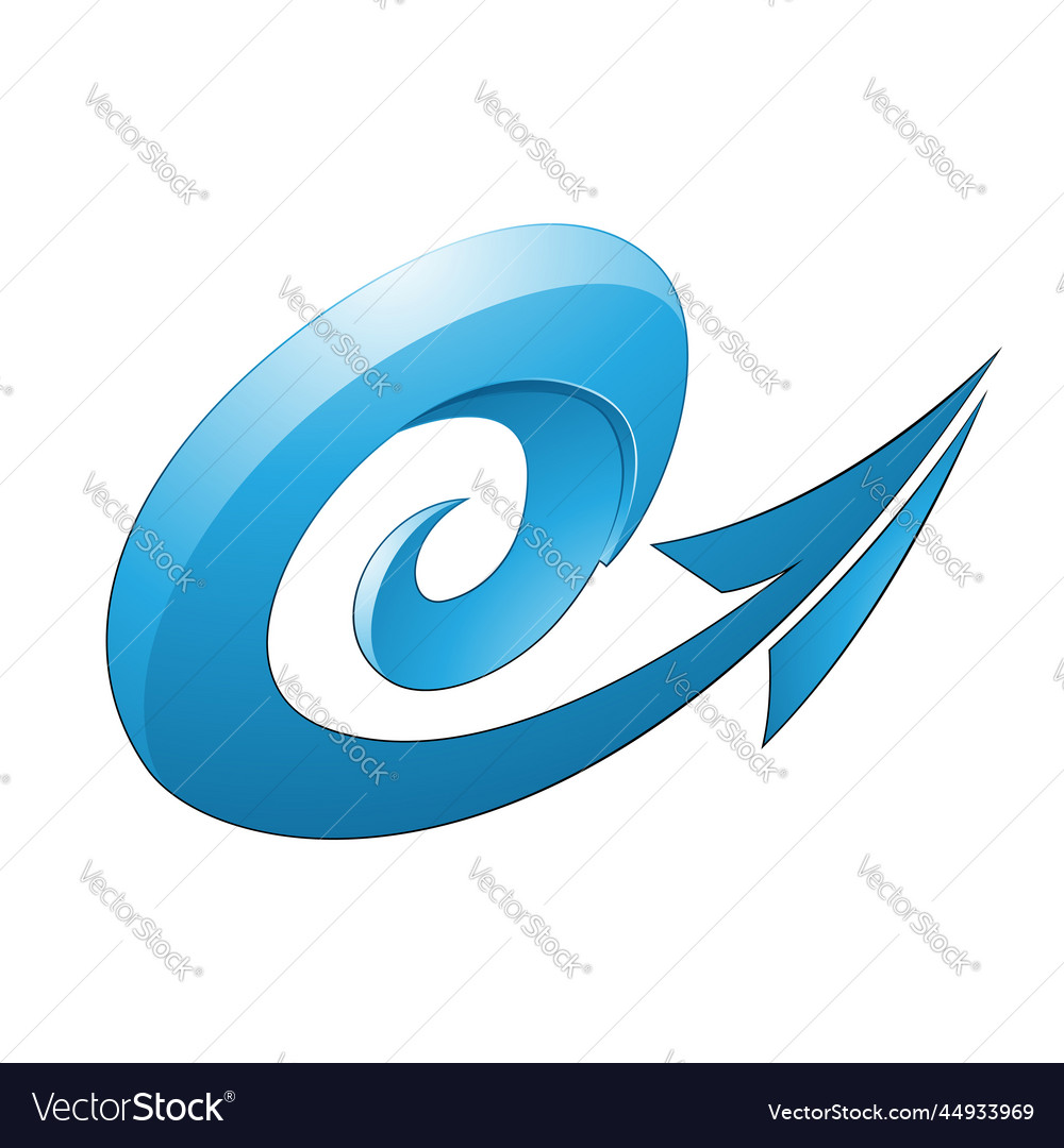 Hurricane shaped embossed arrow in blue color