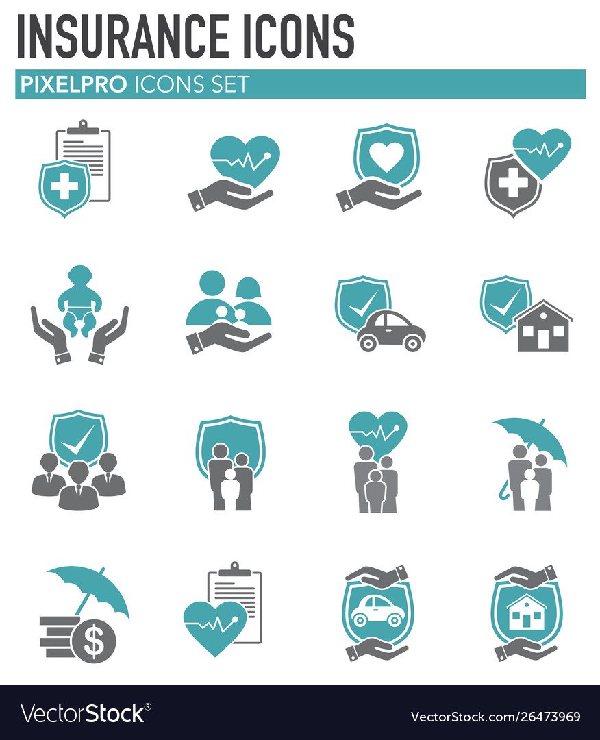 Insurance related icons set on background Vector Image