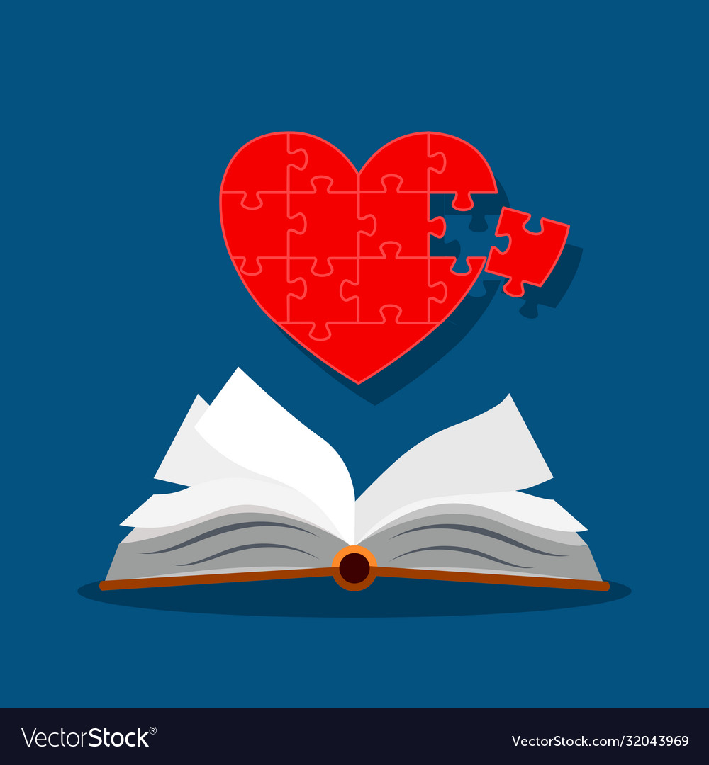 Open book and heart knowledge create Royalty Free Vector