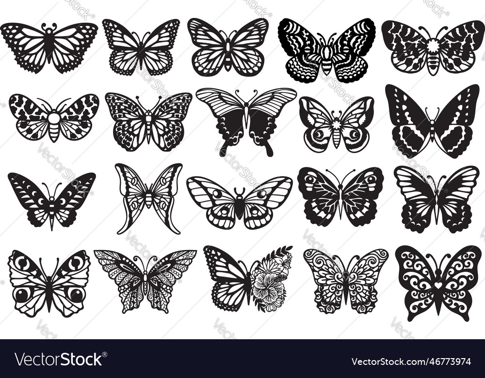 20 butterflies Royalty Free Vector Image - VectorStock