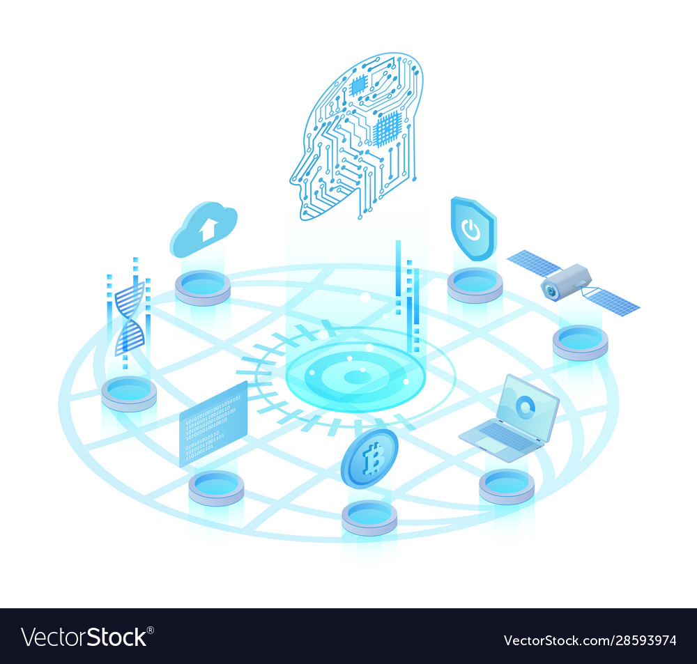 Artificial intelligence light isometric Royalty Free Vector