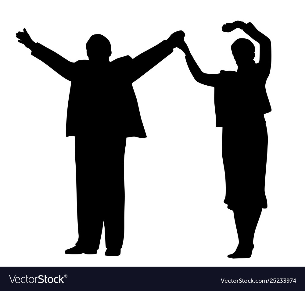 Business partners politicians waving raised hands