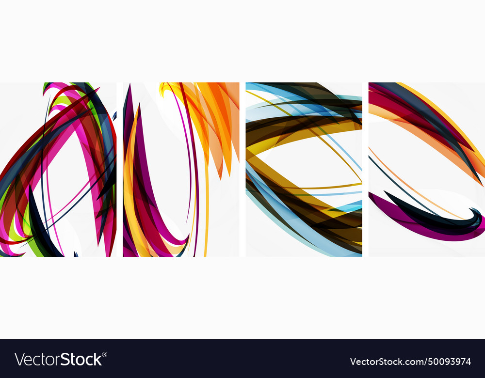 Colorful wave lines poster set for wallpaper Vector Image