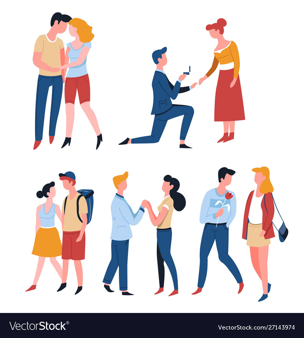 Couples and dating isolated characters pairs Vector Image