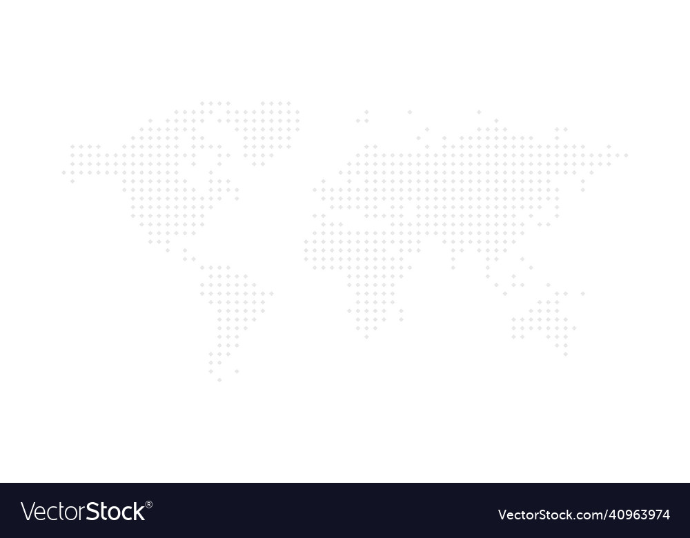 Dotted light grey world map stock isolated Vector Image