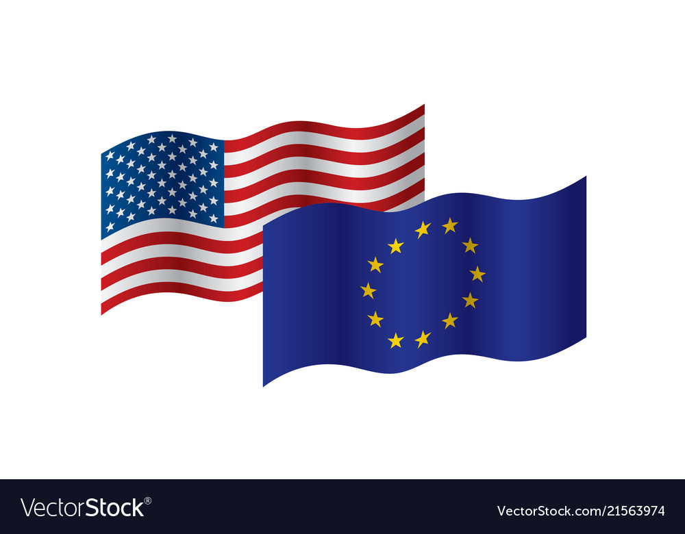 European union and american flags vector image European union and american flags