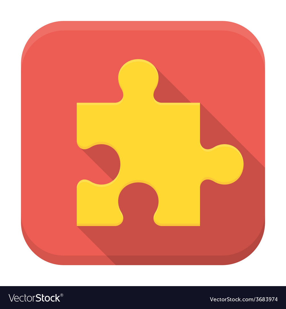 Game puzzle flat app icon with long shadow